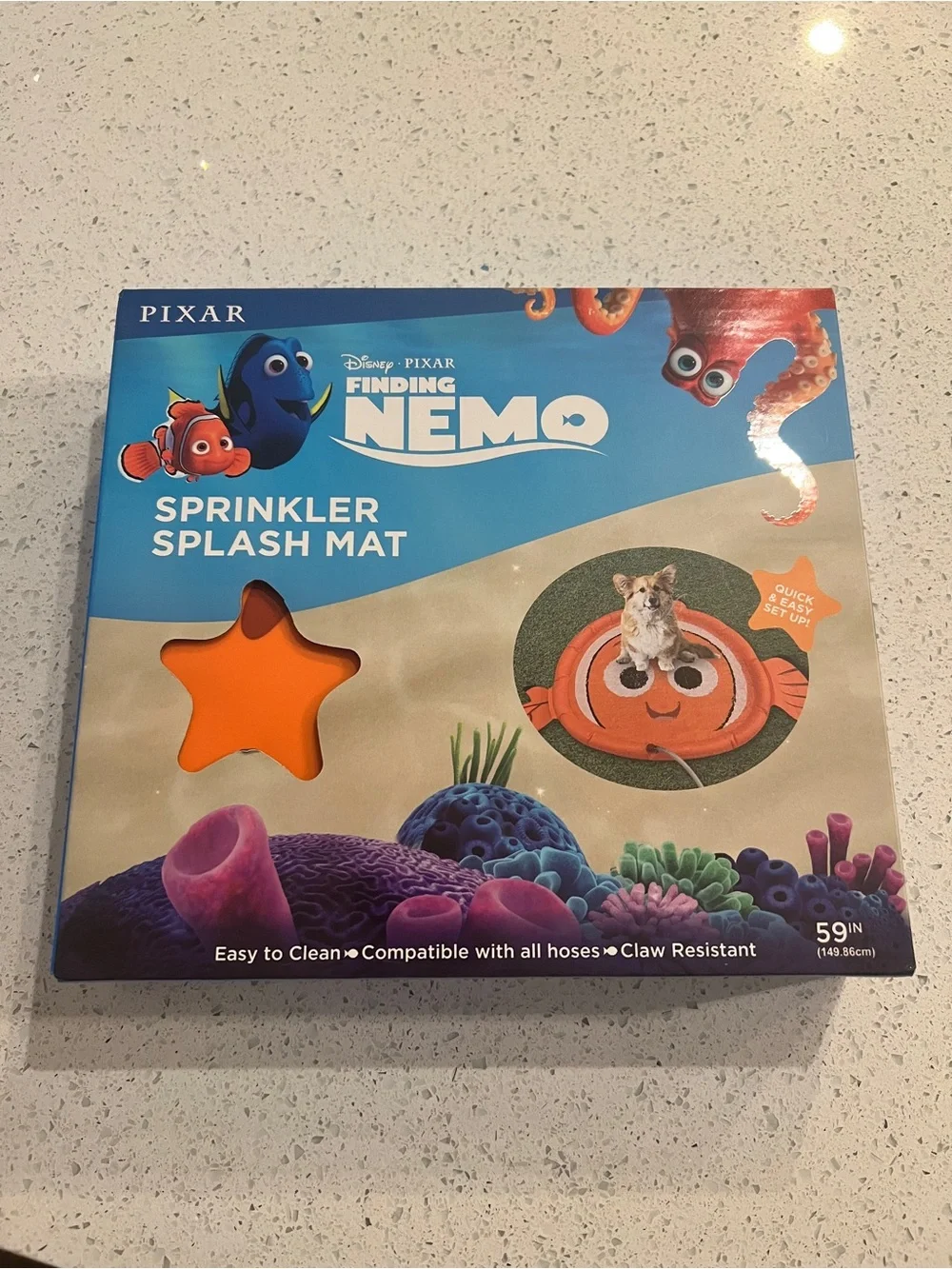 Disney Finding Nemo Blue and Orange Sprinkler Splash Mat for dogs